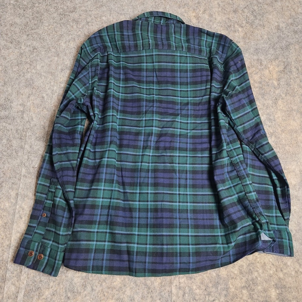 L.L. Bean Flannel Shirt BeanFlex Men M Reg Green Blue Scotch Plaid Button Up - Picture 2 of 6